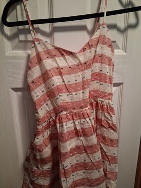 Hayden Pink and White Striped Sundress with Tiny Floral Accents